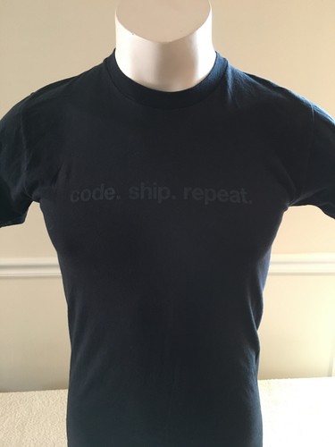 "Code Ship Repeat" Black T-Shirt American Apparel Men's Small Made in USA - Picture 2 of 8