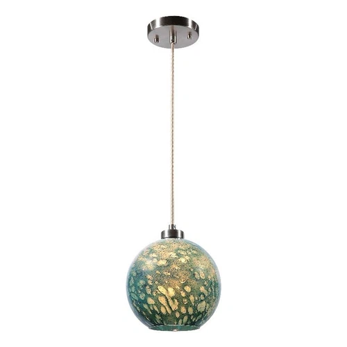 Uttermost Gemblue 1-Light Coastal Steel and Glass Mini Pendant in Blue/Nickel - Picture 2 of 14