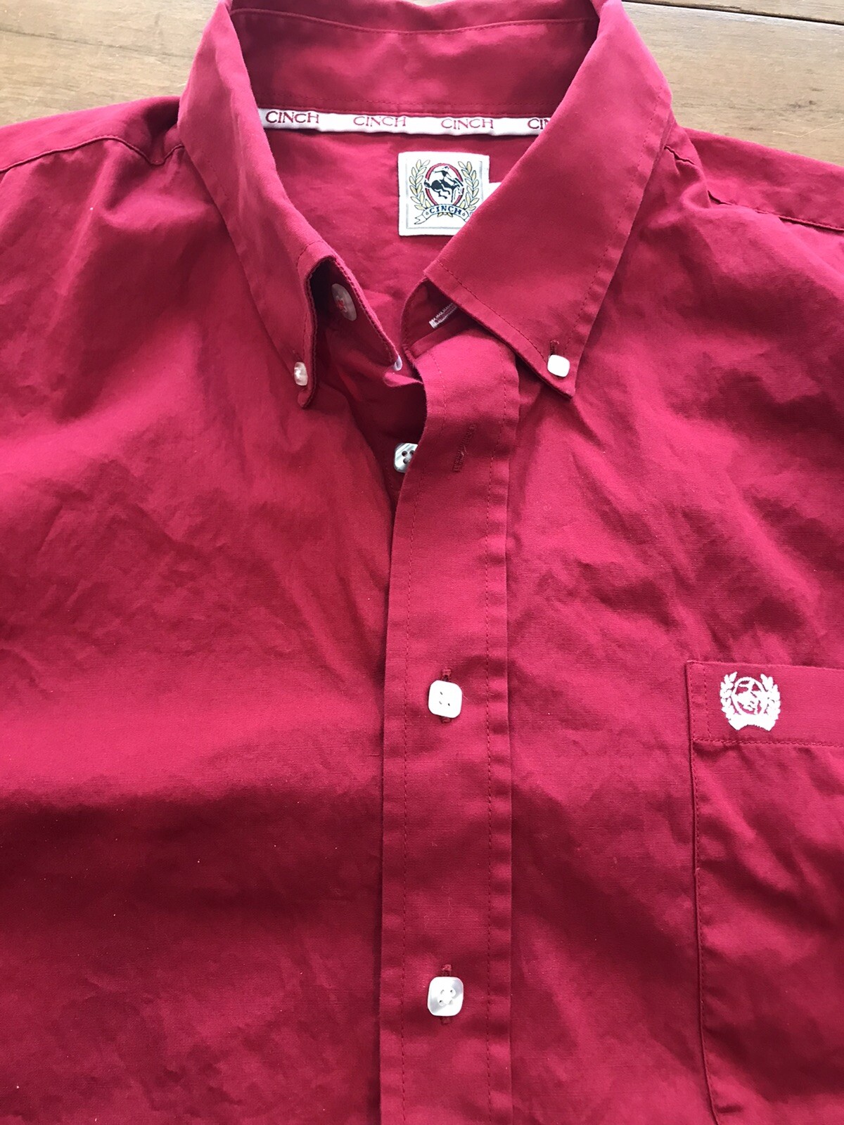 Cinch Shirt Men L Button Down Solid Red Western S… - image 4