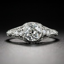 Art Deco 1.48Ct White Round Cut Moissanite Engagement Wedding Ring In 925 Silver