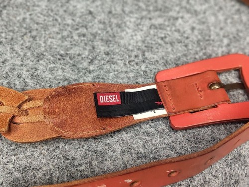 Vintage Diesel Brown Leather Braided Orange belt Y2K Style - Picture 10 of 13
