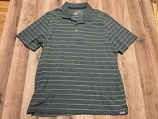 Eddie Bauer Shirt, Mens Large, Green, Yellow Striped, Polo, Short Sleeve, TRAVEX