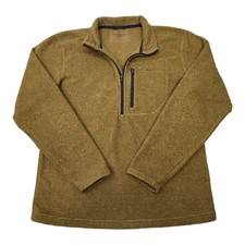 Simms Mens M Long Sleeve Pullover 1/4 Zip Fleece Sweater Outdoors Fishing Brown