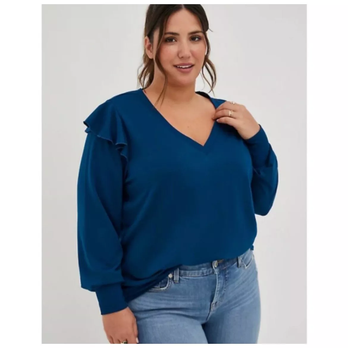 Ruffle shoulder online sweatshirt