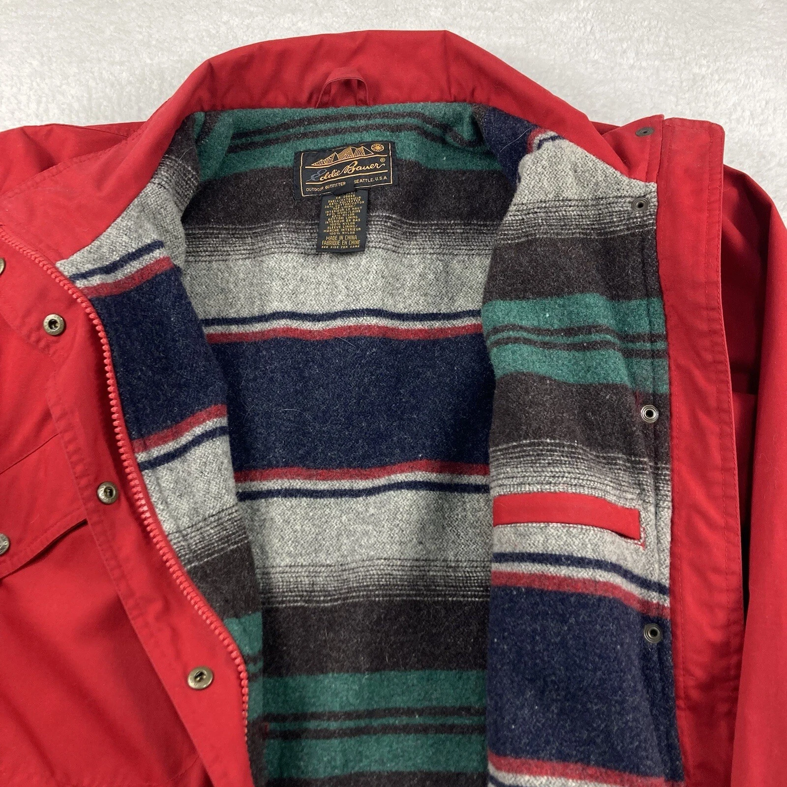VETEMENTS Giacca vintage Eddie Bauer donna taglia media rossa foderata lana parka montagna azteco