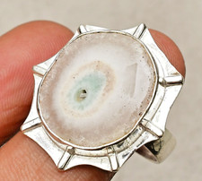 Solar Quartz Gemstone Handmade 925 Sterling Silver Jewelry Ring Size 9