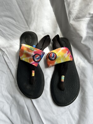 Sanuk Yoga Sling Grateful Dead Rainbow Tie Dye Flip Flop Sandals