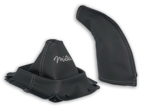 Black Leather Gear Boot Gaiter For Mazda MX-5 Miata NA (1989-1998) – Stitched, Manual!