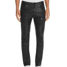 DESIGNER New Men's Black Jeans Pant 100% Real Lambskin Causal Slim Fit Pant