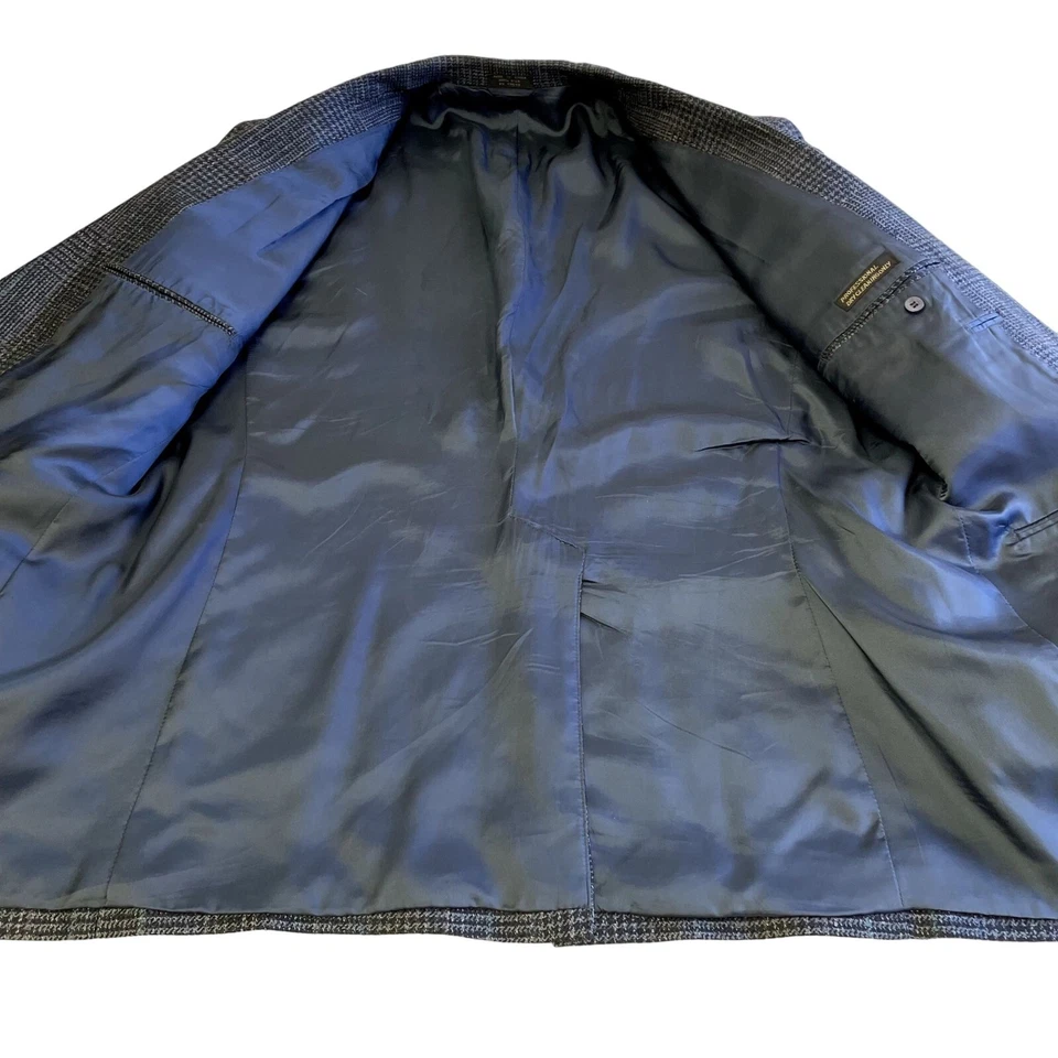 Abrigo Deportivo TROPICAL De Colección Para Hombre Azul Ventana Chaqueta 100% SEDA Blazer Foto 4 de 4