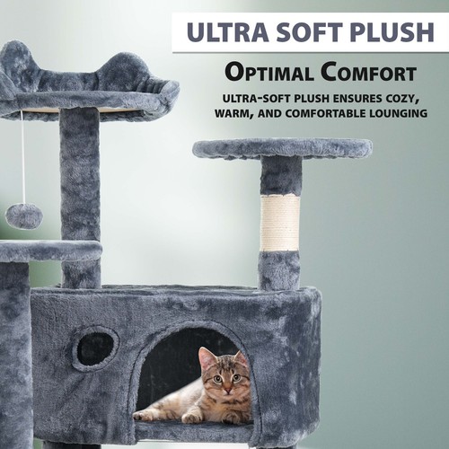 Large Cat Tree Activity Centre Multilevel Scratching Post 138cm Climbing Tower - Picture 3 of 17