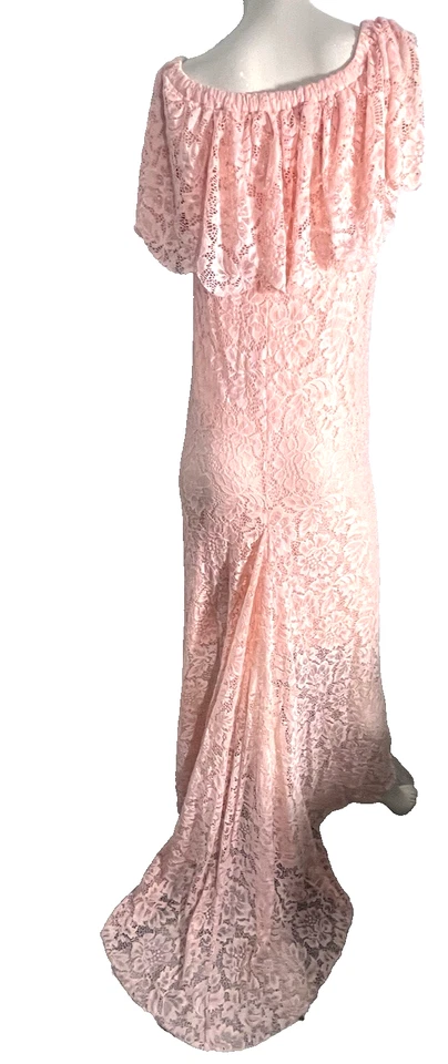Womens S Maternity Lace Chiffon Gown Wedding Bodycon Dress Photography Feminine - Image 4 of 4