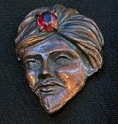 Old Vintage Man Turban Middle Eastern Jewelry Figural Metal Costume Pin Brooch