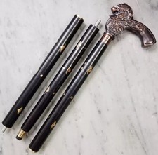 36'' Antique Brass Victorian Handle Wooden Vintage Designer Walking Stick Cane