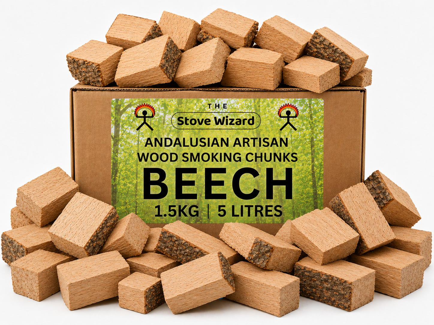 BBQ Smoking Wood Chips Beech Chunks Premium Natural Smoker Fuel 1.5kg