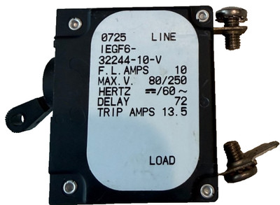 Airpax Boat Toggle Circuit Breaker IEGF6-32423-10-V | 1 Pole 10A 250V