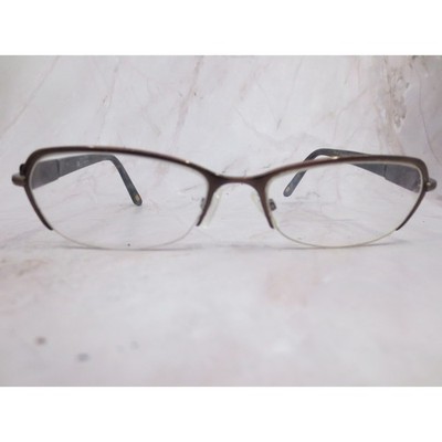 Escada VES 740 Brown Gold Cat Eye Semi Rimless Eyeglasses Frames Italy 52-16-140
