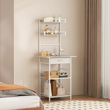 Tall Vanity Table with 1 Drawer & 4 Shelves Modern White Makeup Desk for Bedroom