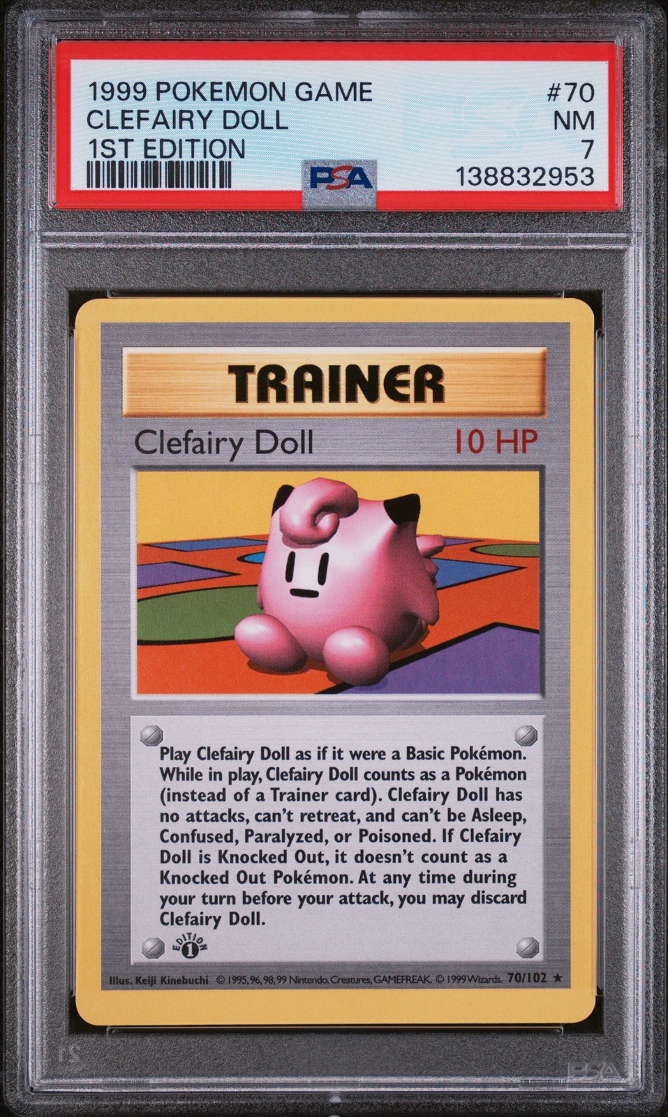 1999 POKEMON BASE SET 1ST EDITION #70 CLEFAIRY DOLL PSA 7
