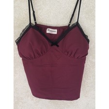 No Boundaries Burgundy Cami XXL with Black Lace Trim