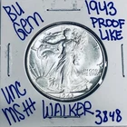1943 BU UNCIRCULATED WALKING LIBERTY SILVER HALF DOLLAR AUTHENTIC U.S. MINT 3848