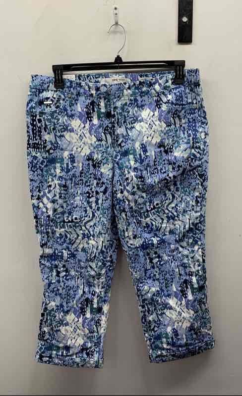Nine West Jeans Women's Chrystie Capri Blue Multicolor Soft Touch Twill Sz 16