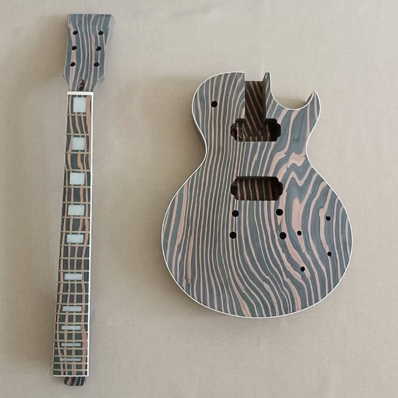 DIY Electric Guitar Kit Zebrawood BD Set In Neck Fretboard CR Part Abalone Inlay