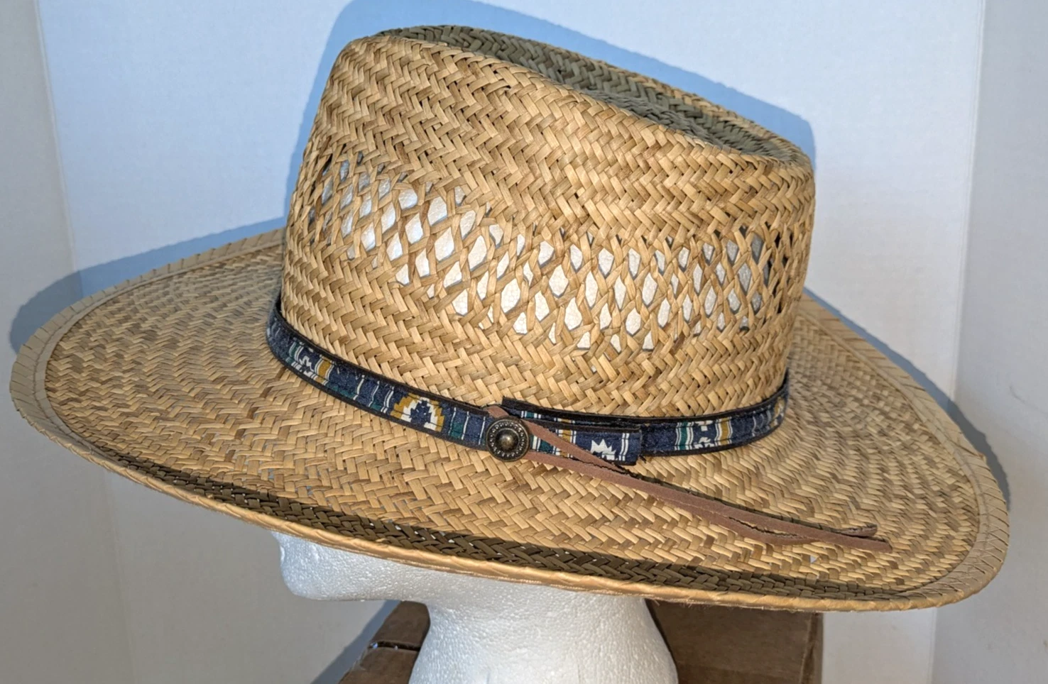 Summer Club Men's Straw Hat Styled in Australia Sun Protection ~ Size Medium