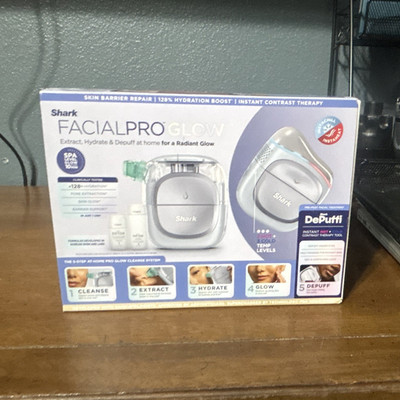 Shark FacialPro Glow Facial Cleansing Device Hot & Cold Therapy Hydration White