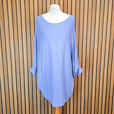 Phase Eight Jumper Blue Womens Large Oversize Wool Loose Above Knee Blue Batwing