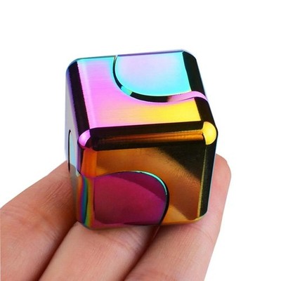 Alloy Cube Spinner Fingertip Gyroscope Fidget Anti Stress Toys Adult Office Home