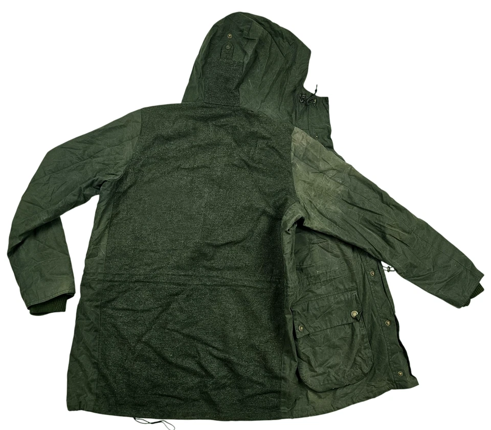 *HOT Men's BARBOUR @ WADDOW TARTAN PARKA HOOD LINED WOOL SAGE GREEN WAXED Coat M - Image 4 of 4
