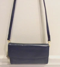 ili, NY,Toronto Navy Blue Genuine Leather CB, Clutch, Wristlet Organizer Bag