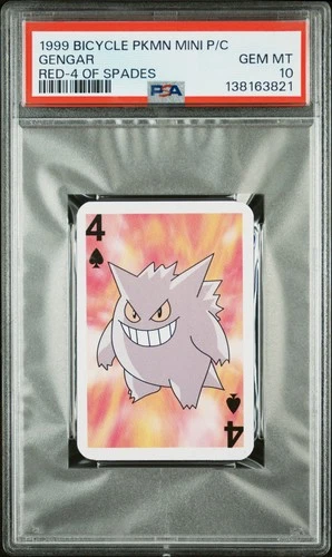 1999 BICYCLE POKEMON MINI PLAYING CARDS RED DECK 4 OF SPADES GENGAR PSA 10