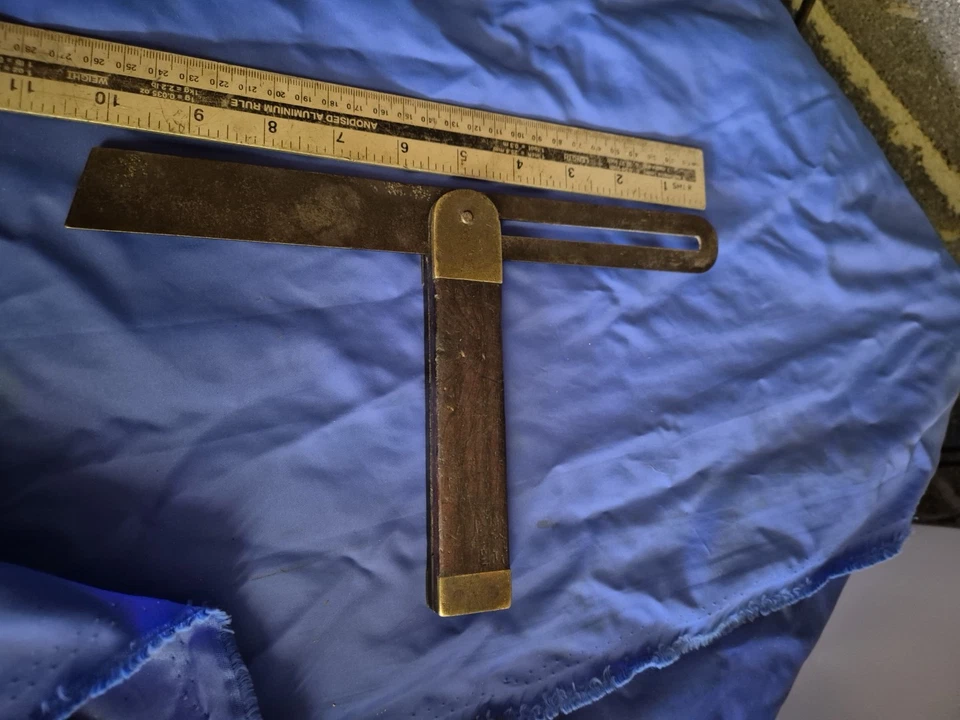 Vintage brass  ebony  Sliding T-Bevel Square | British Quality 1900s marples? - Image 3 of 4