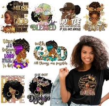 Kaciola 9 Sheets Black Girl DTF Transfers Ready to Press, 10 inches, 