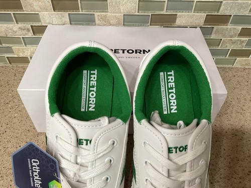 Tretorn Nylite PU Sneakers White Green Womens Size 7.5 Leather Casual - Picture 7 of 12