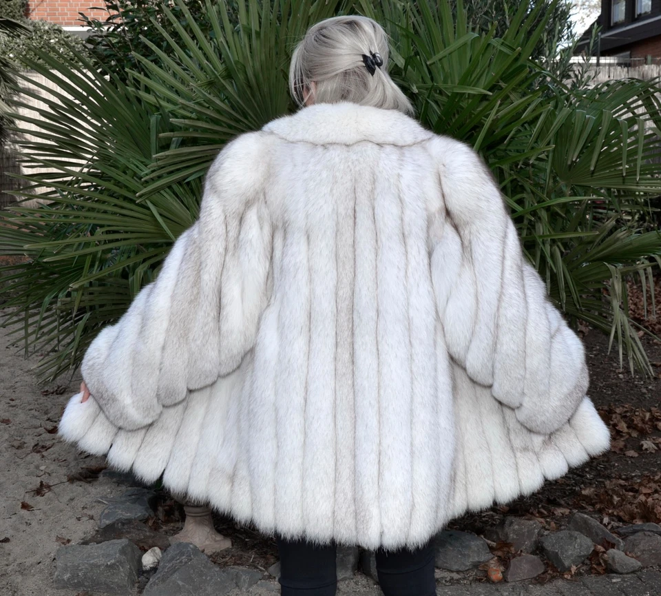 US5596 REAL SHADOW FOX FUR JACKET RANCH FOX COAT SIZE XL - SHADOW FUCHS JACKE - Image 3 of 4