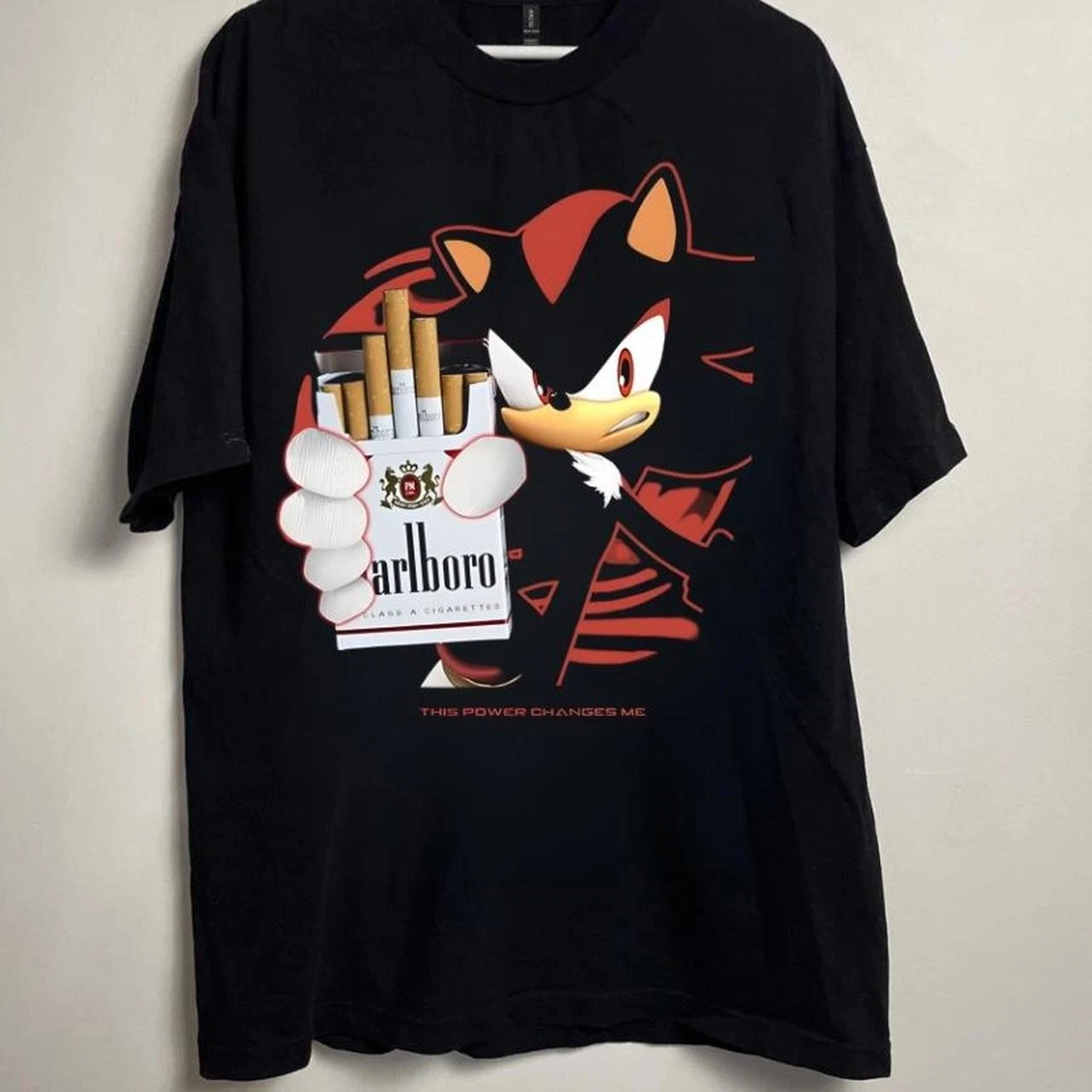 Sonic The Hedgehog Marlboro T-Shirt Black tee Heavy Cotton tee S-5XL