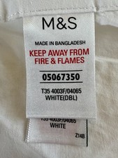 M&S White Double Fitted Sheet 78% Cotton/22% Polyester Good Cond Smoke Free Home