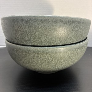 West Elm Stoneware Bowls (2) Grey Ramen/Soup 7 1/4" Dia X 3 1/4"H