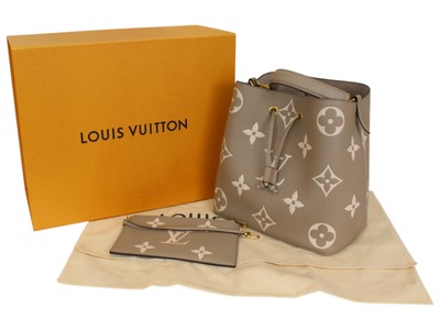 LOUIS VUITTON NeoNoe MM M45555 Monogram Empreinte Leather Bicolor Greige