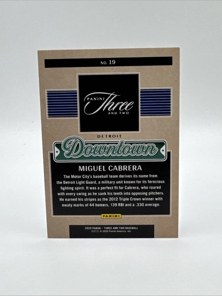 🔥Miguel Cabrera 2025 Panini Tres y Dos Downtown Detroit Tigers SSP #19 Foto 2 de 4