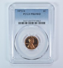 1972-S Lincoln Memorial Cent PR69 RD PCGS Blue Label