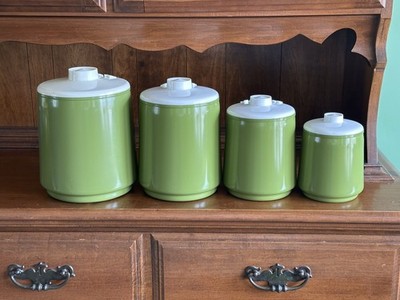 小物 VINTAGEWORKS Vintage Kromex Aluminum Avocado Green Nesting Canisters Set 4