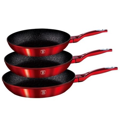 3er-Set Granitpfannen Berlinger Haus Red Metallic Line BH-1288