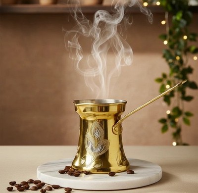 Mokka Kaffeekanne Kupfer   Cezve Ibrik   handgemacht   für traditionellen Kaffee