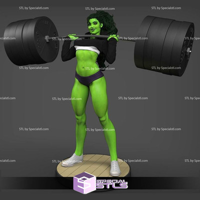 Sexy She Hulk Holding Weights! 3D Printed! 16k Printer! Painted or Unpainted!