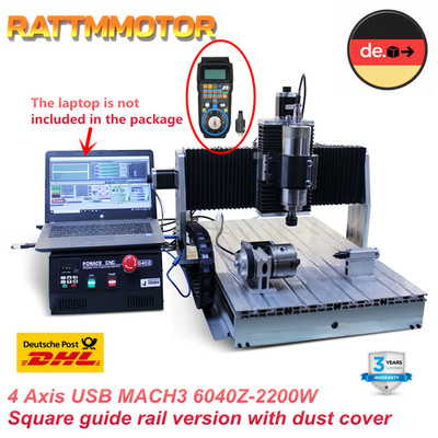 Upgraded 4-Axis CNC 6040 2200W Fräsmachine USB Engraver Milling Machine+MPG