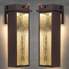 Upgraded Dusk to Dawn Outside Lights, 2 Pack 16” Oil Rubbed Bronze Motion Out...